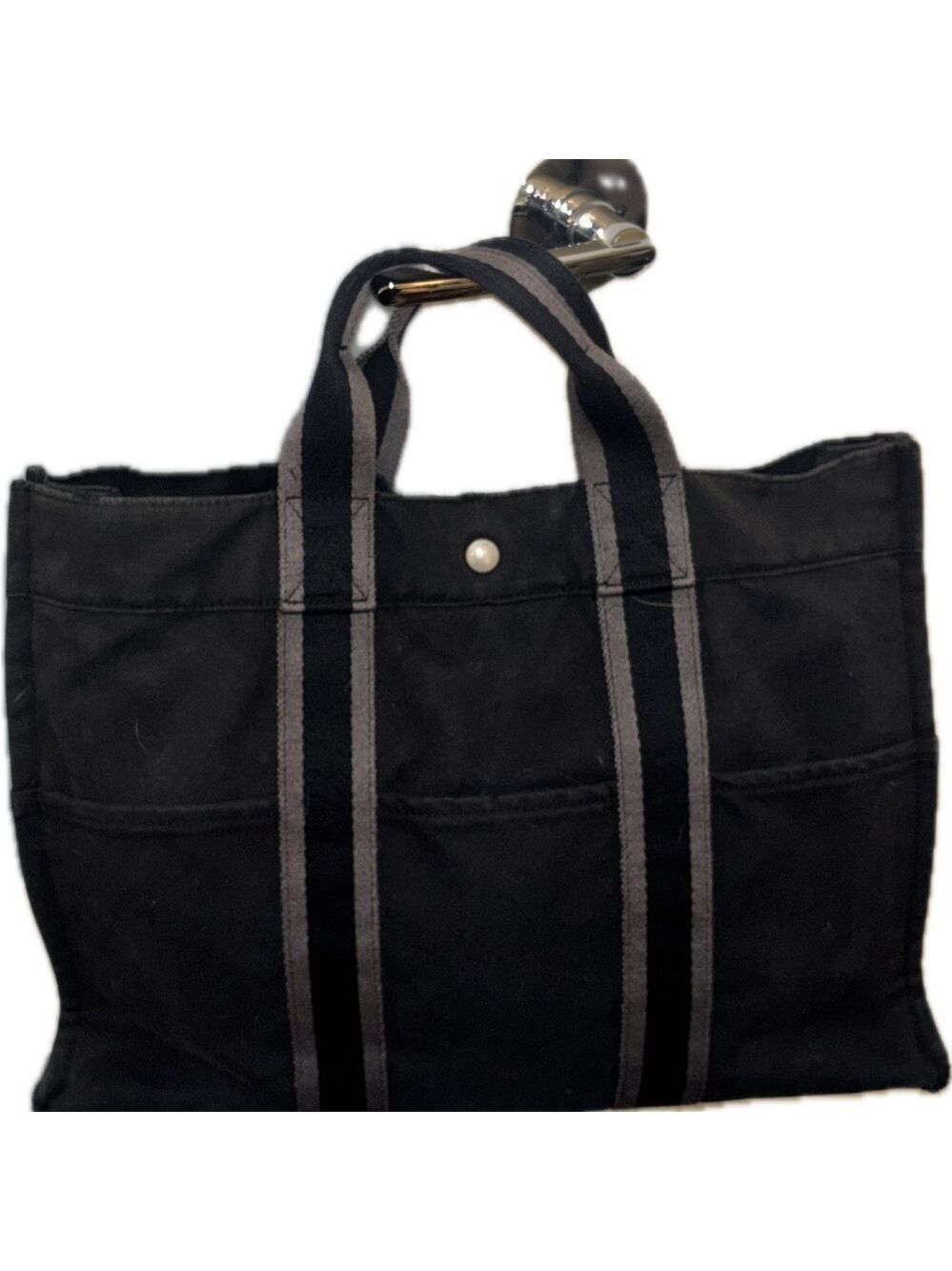 Hermès Black Canvas Tote Bag
